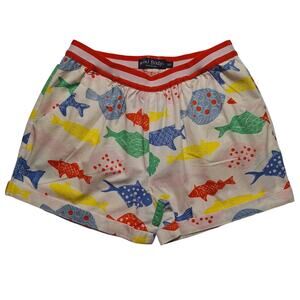 Mini Boden cotton poplin fish print shorts